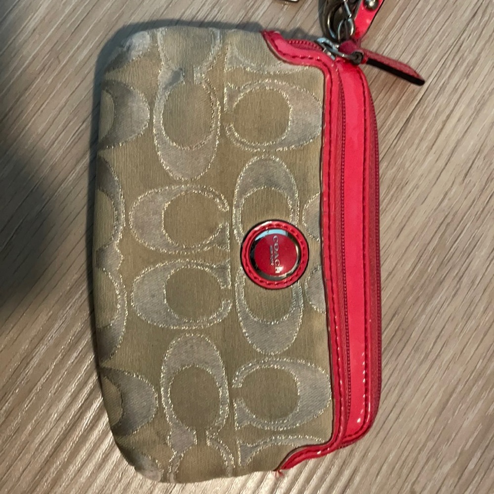 Hot pink coach wristlet wallet